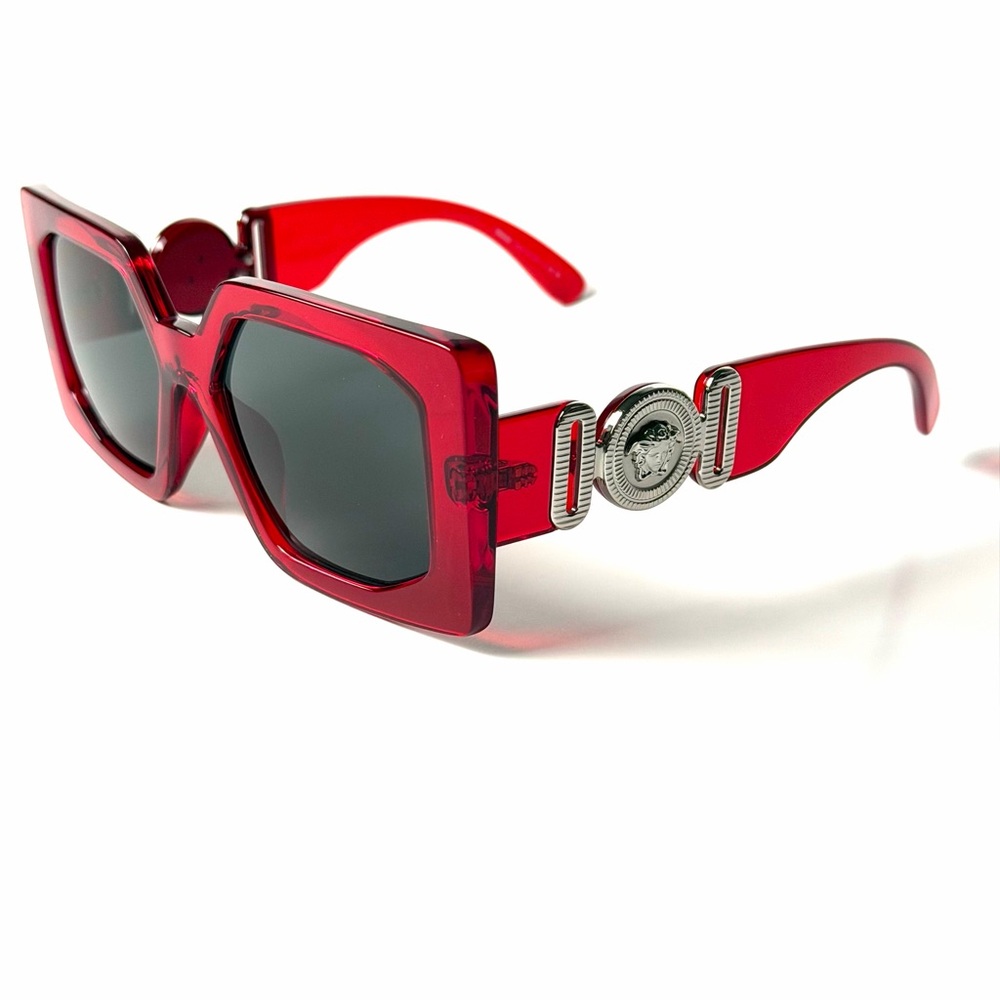 Versace Mod 4478U 5500/87 Red Square Silver Sunglasses Authentic New 4478 U - Picture 5 of 7